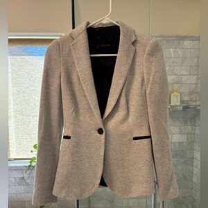 Zara Light Gray Blazer with Black Accents
